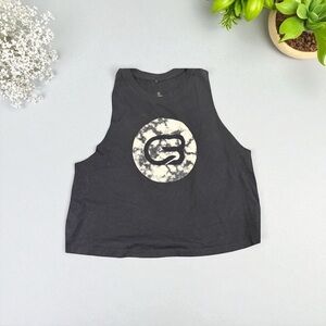 Cyclebar Black Cotton Blend Top Tie dye black white medium shirt gym workout